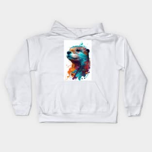 Pop Art Otter In Vibrant Colors - A Fun and Whimsical Colorful Otter Kids Hoodie